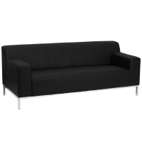 Flash Furniture Hercules Definity Series Contemporary Black Leather Sofa with Stainless Steel Frame ZB-DEFINITY-8009-SOFA-BK-GG