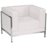Flash Furniture ZB-IMAG-CHAIR-WH-GG HERCULES Imagination Series Contemporary White Leather Chair with Encasing Frame