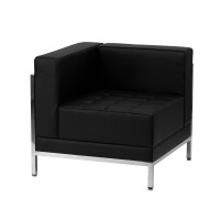 Flash Furniture Hercules Imagination Series Contemporary Black Leather Left Corner Chair with Encasing Frame ZB-IMAG-LEFT-CORNER-GG