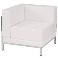 Flash Furniture ZB-IMAG-LEFT-CORNER-WH-GG HERCULES Imagination Series Contemporary White Leather Left Corner Chair with Encasing Frame