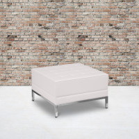 Flash Furniture ZB-IMAG-OTTOMAN-WH-GG HERCULES Imagination Series White Leather Ottoman