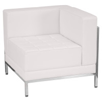 Flash Furniture ZB-IMAG-RIGHT-CORNER-WH-GG HERCULES Imagination Series Contemporary White Leather Right Corner Chair with Encasing Frame