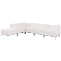 Flash Furniture ZB-IMAG-SECT-SET10-WH-GG HERCULES Imagination Series White Leather Sectional Configuration