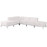 Flash Furniture ZB-IMAG-SECT-SET8-WH-GG HERCULES Imagination Series White Leather Sectional Configuration