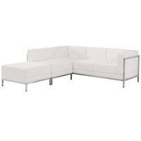 Flash Furniture ZB-IMAG-SECT-SET9-WH-GG HERCULES Imagination Series White Leather Sectional Configuration