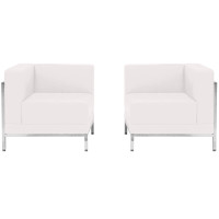 Flash Furniture ZB-IMAG-SET10-WH-GG HERCULES Imagination Series White Leather 2 Piece Corner Chair Set