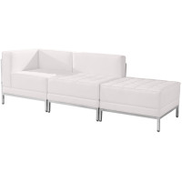 Flash Furniture ZB-IMAG-SET6-WH-GG HERCULES Imagination Series White Leather 3 Piece Chair and Ottoman Set