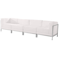 Flash Furniture ZB-IMAG-SET8-WH-GG HERCULES Imagination Series White Leather 4 Piece Lounge Set