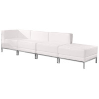 Flash Furniture ZB-IMAG-SET9-WH-GG HERCULES Imagination Series White Leather 4 Piece Chair and Ottoman Set
