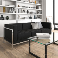 Flash Furniture Hercules Imagination Series Contemporary Black Leather Sofa with Encasing Frame ZB-IMAG-SOFA-GG