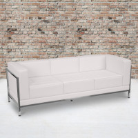 Flash Furniture ZB-IMAG-SOFA-WH-GG HERCULES Imagination Series Contemporary White Leather Sofa with Encasing Frame