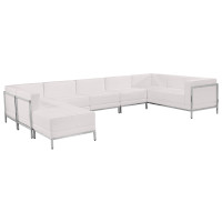 Flash Furniture ZB-IMAG-U-SECT-SET4-WH-GG HERCULES Imagination Series White Leather U-Shape Sectional Configuration