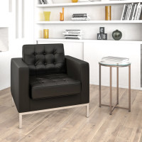 Flash Furniture Hercules Lacey Series Contemporary Black Leather Chair with Stainless Steel Frame ZB-LACEY-831-2-CHAIR-BK-GG