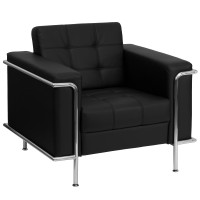 Flash Furniture Hercules Lesley Series Contemporary Black Leather Chair with Encasing Frame ZB-LESLEY-8090-CHAIR-BK-GG