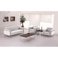Flash Furniture Hercules Lesley Series Contemporary White Leather Chair with Encasing Frame ZB-LESLEY-8090-CHAIR-WH-GG
