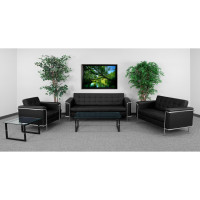 Flash Furniture Hercules Lesley Series Reception Set In Black ZB-LESLEY-8090-SET-BK-GG