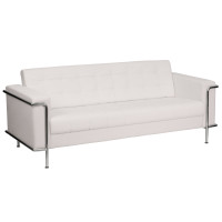 Flash Furniture Hercules Lesley Series Contemporary White Leather Sofa with Encasing Frame ZB-LESLEY-8090-SOFA-WH-GG