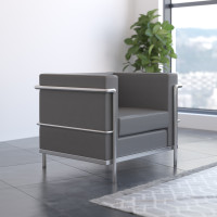 Flash Furniture ZB-REGAL-810-1-CHAIR-GY-GG Hercules Regal Series Contemporary Gray LeatherSoft Chair with Encasing Frame