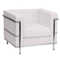 Flash Furniture HERCULES Regal Series Contemporary White Leather Chair with Encasing Frame ZB-REGAL-810-1-CHAIR-WH-GG