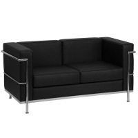 Flash Furniture HERCULES Regal Series Contemporary Black Leather Love Seat with Encasing Frame ZB-REGAL-810-2-LS-BK-GG