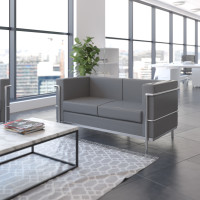 Flash Furniture ZB-REGAL-810-2-LS-GY-GG Hercules Regal Series Contemporary Gray LeatherSoft Loveseat with Encasing Frame