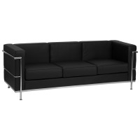 Flash Furniture HERCULES Regal Series Contemporary Black Leather Sofa with Encasing Frame ZB-REGAL-810-3-SOFA-BK-GG