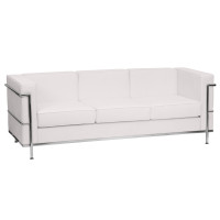 Flash Furniture HERCULES Regal Series Contemporary White Leather Sofa with Encasing Frame ZB-REGAL-810-3-SOFA-WH-GG