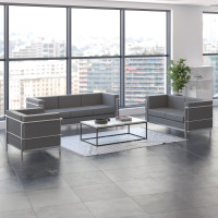 Flash Furniture ZB-REGAL-810-SET-GY-GG HERCULES Regal Series Reception Set in Gray LeatherSoft