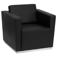 Flash Furniture Hercules Trinity Series Contemporary Black Leather Chair with Stainless Steel Base ZB-TRINITY-8094-CHAIR-BK-GG
