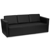 Flash Furniture Hercules Trinity Series Contemporary Black Leather Sofa with Stainless Steel Base ZB-TRINITY-8094-SOFA-BK-GG
