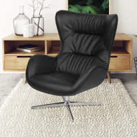 Flash Furniture ZB-WING-BK-LEA-GG Black LeatherSoft Swivel Wing Chair