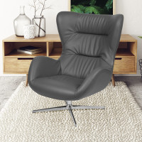 Flash Furniture ZB-WING-GY-LEA-GG Gray LeatherSoft Swivel Wing Chair