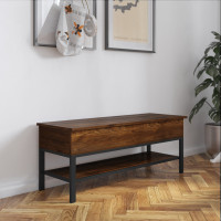 Flash Furniture ZG-075-WAL-GG Wyatt Farmhouse Entryway Storage Bench with Lower Shelf Perfect for Entryway, Mudroom, or Bedroom in Walnut