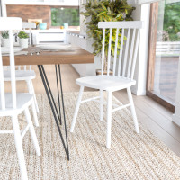 Flash Furniture ZH-8101WR-WH-2-GG Ingrid Set of 2 Commercial Grade Windsor Dining Chairs, Solid Wood Armless Spindle Back Restaurant Dining Chairs in White