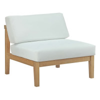 Modway EEI-2697-NAT-WHI Bayport Outdoor Patio Teak Armless