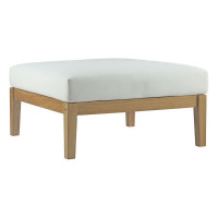 Modway EEI-2698-NAT-WHI Bayport Outdoor Patio Teak Ottoman