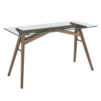 Modway EEI-4580-WAL Steadfast Glass Top Office Desk
