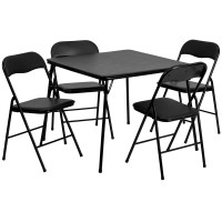 Flash Furniture 5 Piece Black Folding Card Table and Chair Set JB-1-GG