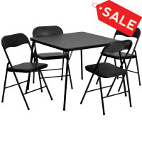 Flash Furniture 5 Piece Black Folding Card Table and Chair Set JB-1-GG