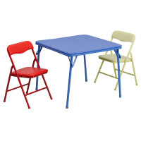 Flash Furniture Kids Colorful 3 Piece Folding Table and Chair Set JB-10-CARD-GG