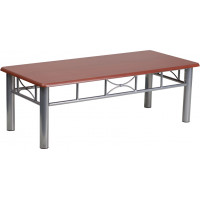 Flash Furniture Mahogany Laminate Coffee Table with Silver Steel Frame JB-5-COF-MAH-GG