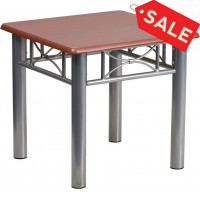Flash Furniture Mahogany Laminate End Table with Silver Steel Frame JB-5-END-MAH-GG