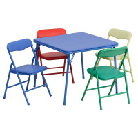 Flash Furniture Kids Colorful 5 Piece Folding Table and Chair Set JB-9-KID-GG