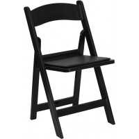 Flash Furniture LE-L-1-BLACK-GG Hercules Series 1000 lb. Capacity Black Resin Folding Chair with Black Vinyl Padded Seat