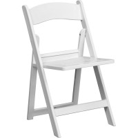 Flash Furniture LE-L-1-WH-SLAT-GG Hercules Series 1000 lb. Capacity White Resin Folding Chair with Slatted Seat