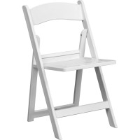 Flash Furniture LE-L-1-WH-SLAT-GG Hercules Series 1000 lb. Capacity White Resin Folding Chair with Slatted Seat