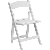 Flash Furniture LE-L-1-WHITE-GG Hercules Series 1000 lb. Capacity White Resin Folding Chair with White Vinyl Padded Seat