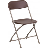 Flash Furniture HERCULES Series 800 lb. Capacity Premium Brown Plastic Folding Chair LE-L-3-BROWN-GG