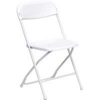 Flash Furniture Hercules Series 800 lb. Capacity Premium White Plastic Folding Chair LE-L-3-WHITE-GG