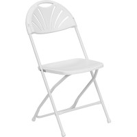 Flash Furniture LE-L-4-WHITE-GG Hercules Series 800 lb. Capacity White Plastic Fan Back Folding Chair